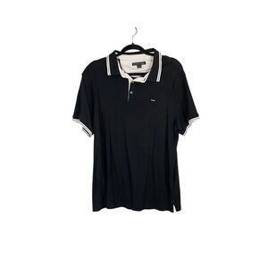 Michael Kors Black Tipped Polo Shirt Men’s Size L 100% Cotton
